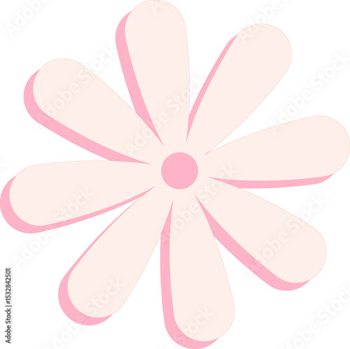Fototapeta Naklejka Na Ścianę i Meble -  Stylized pink daisy icon is being shown in flat vector, with drop shadows, transparent background