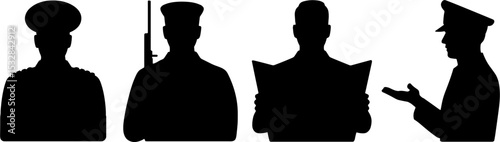 Military Soldier Silhouettes Infantry Officer Reading Map Communication