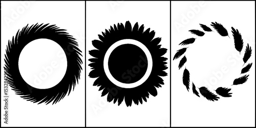 Abstract pegasus wings and sun disc designs with star trail motif for creative projects