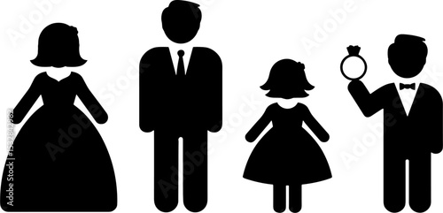 Wedding Couple Family Silhouettes Groom Holding Ring Ceremonys