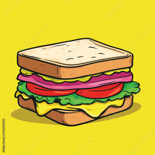Vibrant Cartoon Sandwich with Colorful Fillings (1)