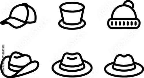 Six Different Hat Styles Baseball Beanie Fedora Cowboy Winter Caps