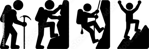 Silhouette Mountain Climber Hiking Adventure Achievement