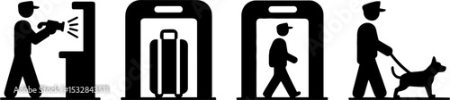 Security Checkpoint Man Scanning Luggage Walking Dog Safety Control