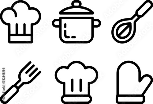 Cooking Utensils Chef Hat Pot Whisk Fork Oven Mitts Set