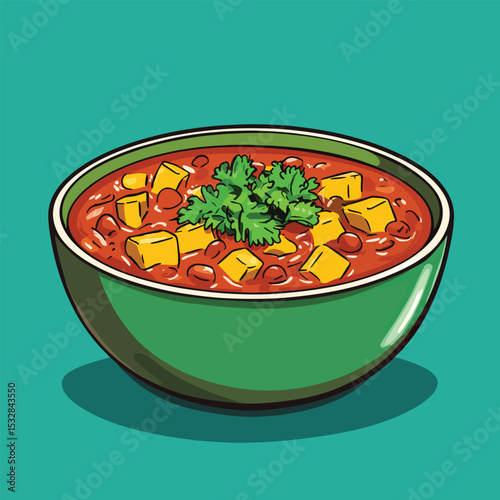 Vibrant Chili Bowl with Corn and Cilantro Garnish