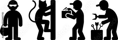 Security Burglar Cat Burglar Package Delivery Technician Repair Workers