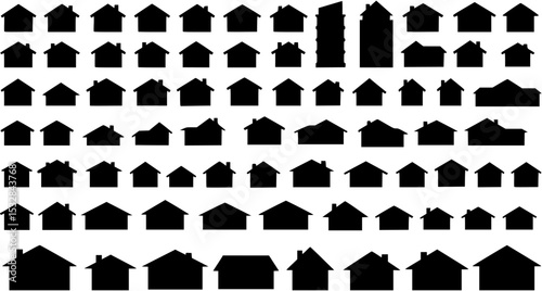 House real estate silhouettes set, large pack of vector silhouette design, isolated white background
