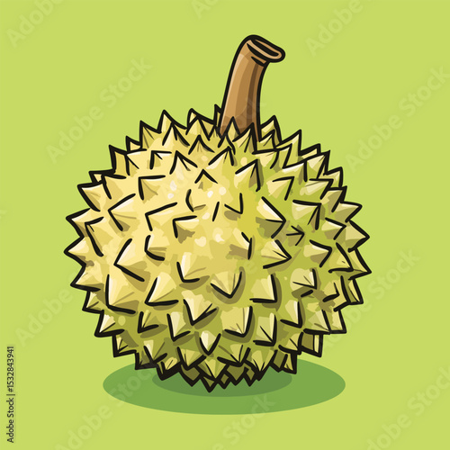 Vibrant Hand Drawn Durian Fruit Illustration