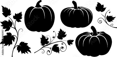 Autumn harvest design with pumpkin silhouettes and vine patterns for seasonal decor
