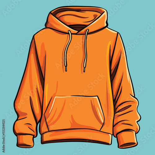Vibrant Orange Hoodie with Kangaroo Pocket and Drawstrings