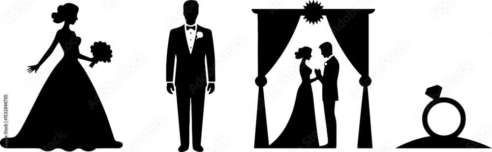 Fototapeta premium Wedding Bride Groom Ceremony Couple Marriage Rings
