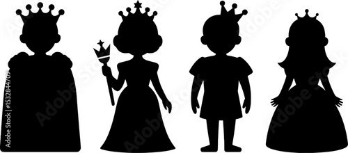 Royal Family Silhouettes King Queen Prince Princess Characters