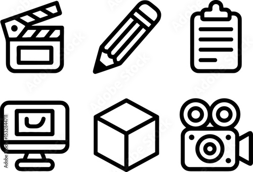 Video Productions Set Media Editing Concept