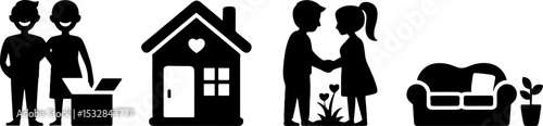 Family Moving House Couple Shaking Hands New Home Agreement