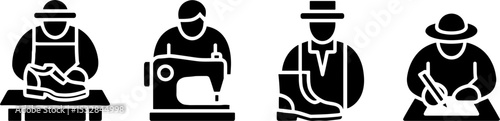 Shoemaker Sewing Bootmaker Craftsperson Workshops Set