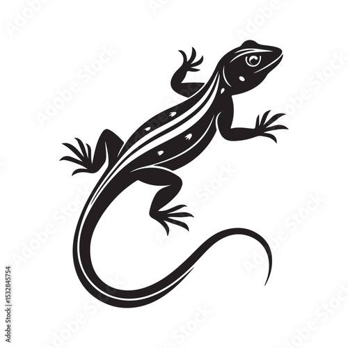 A vector black lizard silhouette design, white background