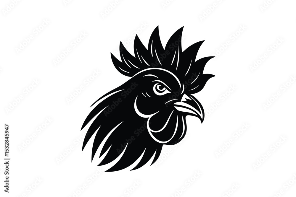 Fototapeta premium Silhouette tattoo style illustration of a rooster's head.eps