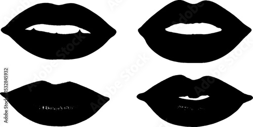 Emotional expression through monochrome lips and tear design for creative projects