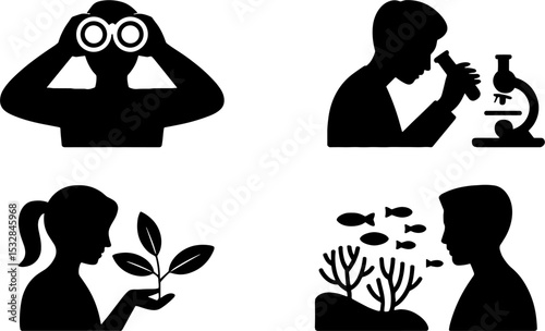 Scientific Observation Silhouettes Research Study Concepts