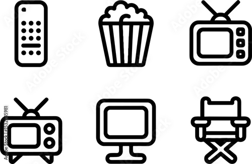 TV Remote Popcorn Retro Television Monitor Director Chairs
