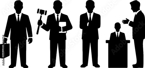 Business Lawyer Silhouette Courtroom Lawyer Consultation Agreement Concept