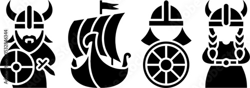 Viking Warrior Ship Helmet Shield Norsemen Set