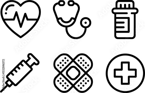 Medical Health Cares Set Hospital Clinic Symbols