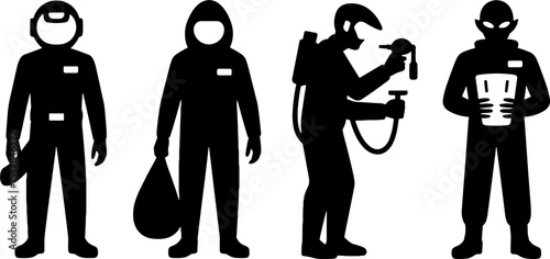 Hazmat Workers in Protective Suits Handling Hazardous Materials