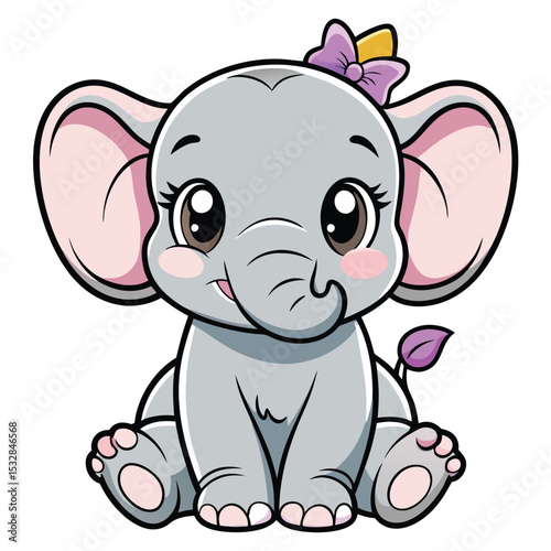 Adorable baby elephant cartoon illustration cute animal character