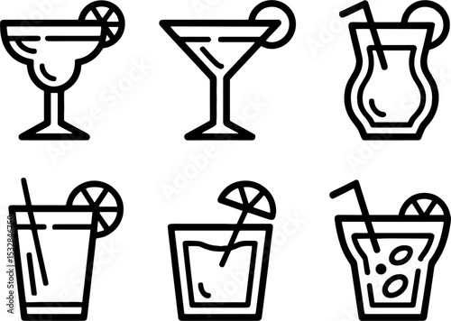 Cocktail Drinks Set Citrus Garnish Party Bar