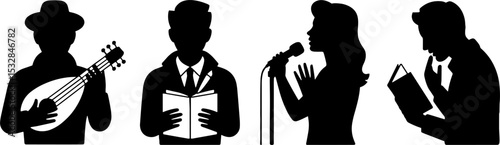 Silhouette Musicians Singers Reading People Cultural Entertainment
