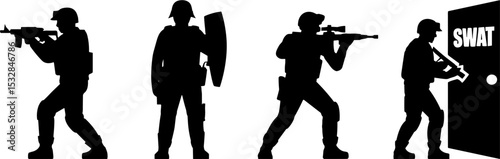 SWAT Tactical Team Soldiers Armed Entry Training