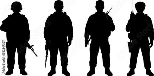 Soldier Silhouettes Armed Infantry Military Combat Team