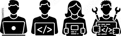 Software Developer Coding Laptop Programmer Teamwork Concept