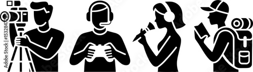 People With Camera Gamepad Microphone Backpack Communications