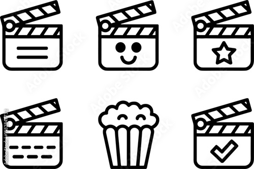 Cinema Clapboard Set Movie Film Production Symbols