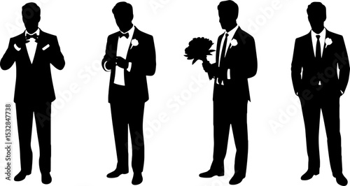 Groom Tuxedo Silhouettes Wedding Ceremony Prom Formal Attire