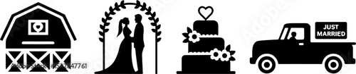 Rustic Weddings Set Bride Groom Cake Pickup Truck
