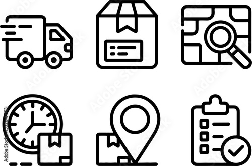 Shipping Deliverys Set Logistics Tracking And Management