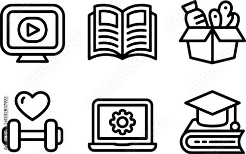 Online Educations Set Learning Technology Health Lifestyle