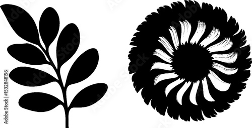 Symbolic nature elements featuring tree of life and rune spiral design for creative inspiration