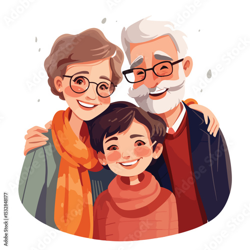 Multigenerational Family Portrait with Grandparents and Young Man in Happy Moment