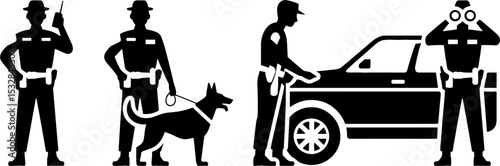 Police Officer Set Law Enforcement Security Patrol