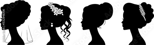 Bridal Hairstyles Silhouette Set Wedding Hair Styles Profile