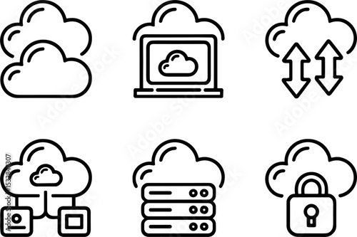 Cloud Computing Network Security Data Storage Servers Set