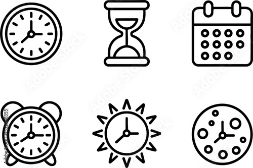 Time Clock Calendar Hourglass Alarm Clocks Set