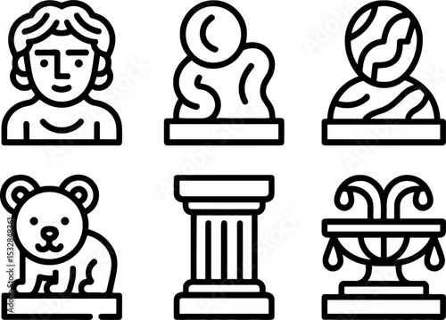 Museum Sculpture Bust Bear Pedestal Fountain Set