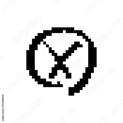 Pixel art cross icon featuring a bold, retro design with clear, blocky pixel style.