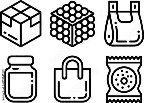 Outline Packagings Set Box Bag Jar Food Wrap